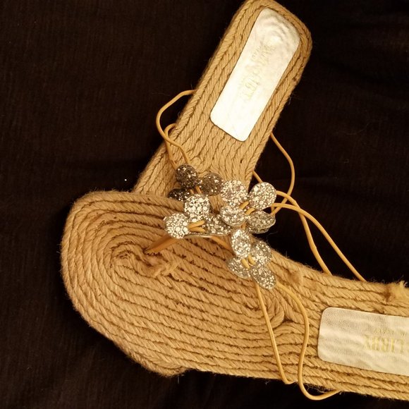 Sam and Libby jute flats, Leather/Glitter Flowers - Picture 2 of 6